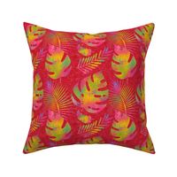 medium rainbow splash colorful leaves on red coordinate to funny chameleon FLWRHT