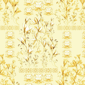 Flowers on yellow, cream and white