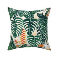 Tropical Cats Light Large- Cat in Hawaiian Garden- Aloha Hawaii- Large Scale- Home Decor