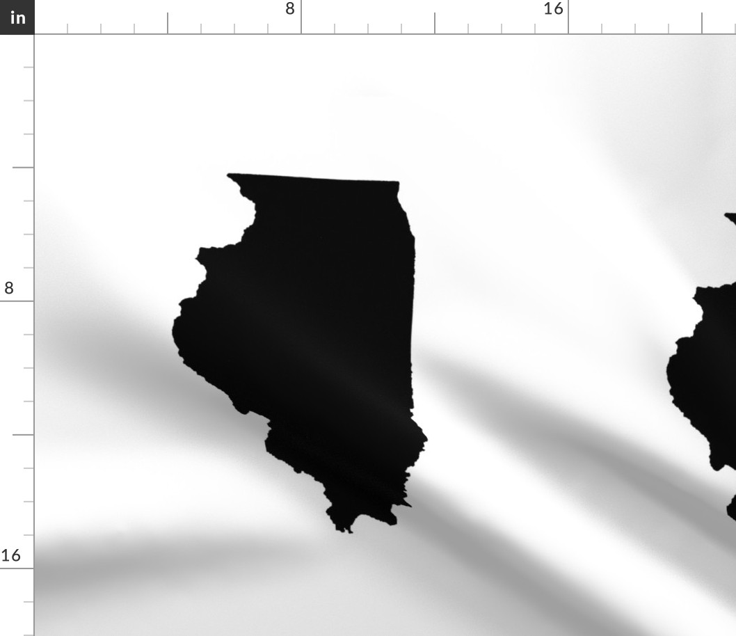 Illinois silhouette in 13x18" block, black and white