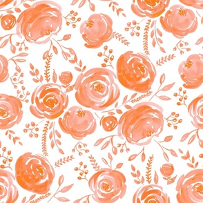 Watercolor Orange Roses 