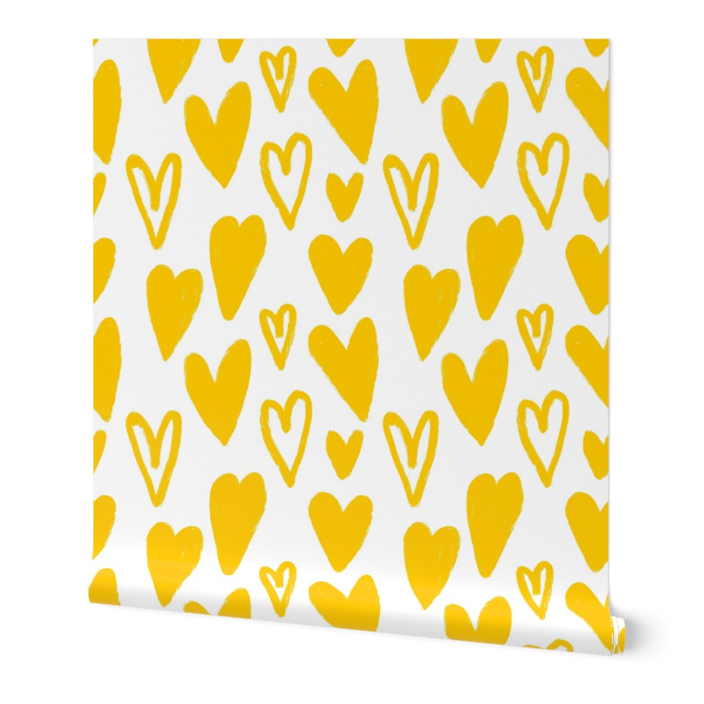 Little Hand-drawn Lovely Yellow Hearts
