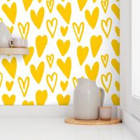 Little Hand-drawn Lovely Yellow Hearts
