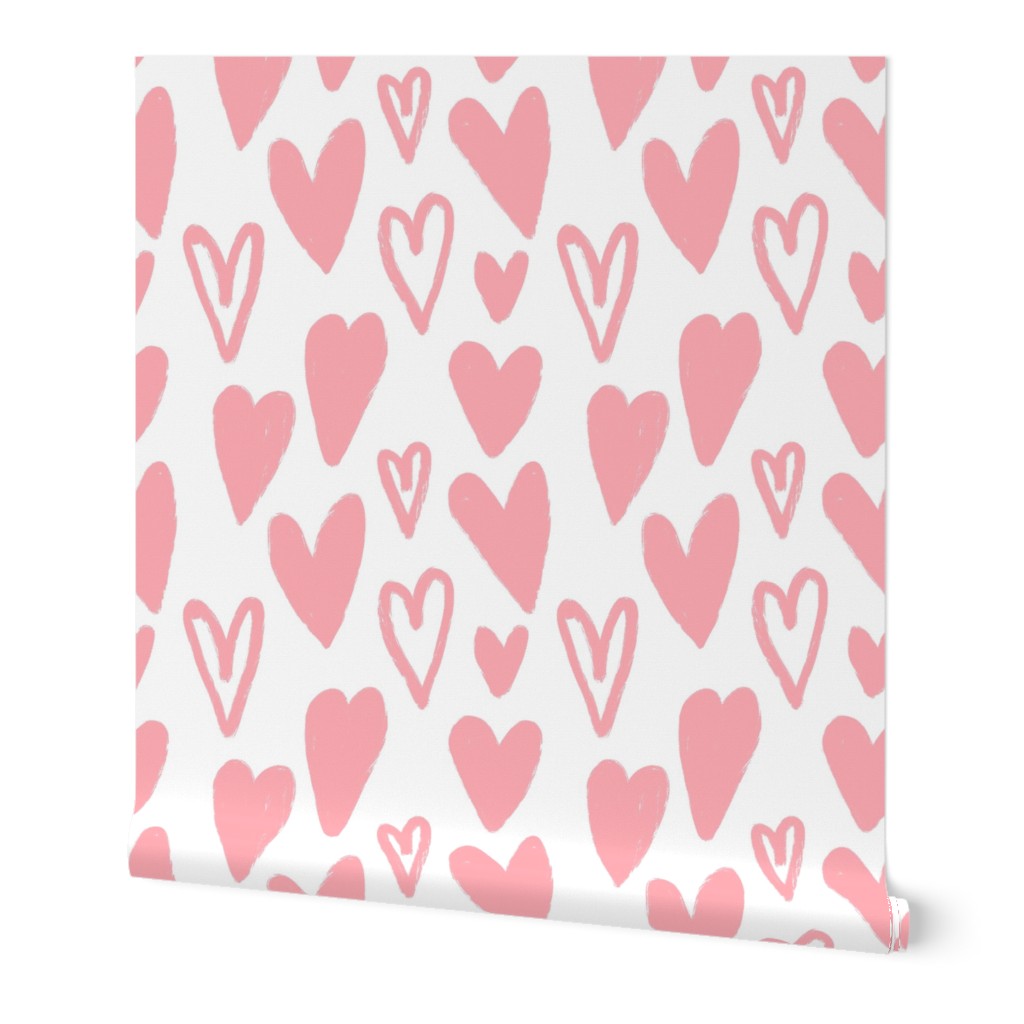 Little Hand-drawn Lovely Pink Hearts