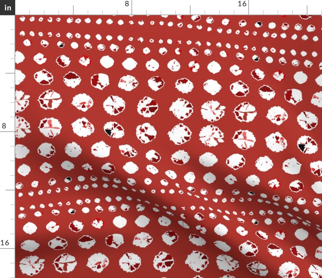 Shibori Abstract White on Red