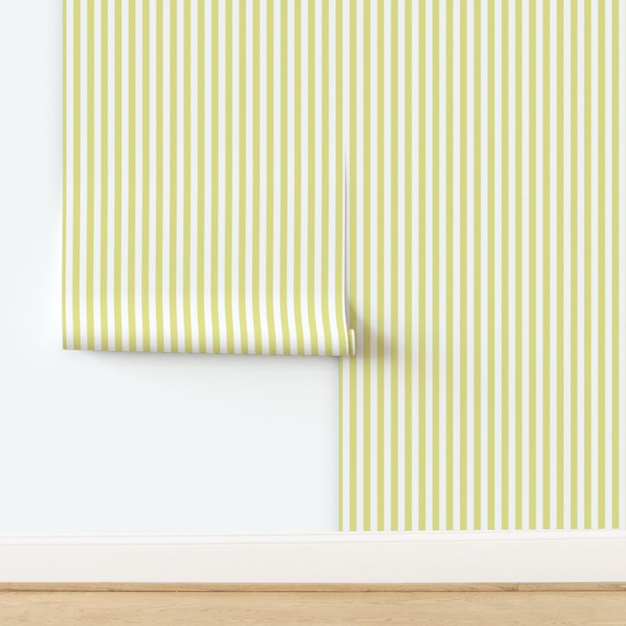 Yellow Pear Bengal Stripe Pattern Vertical in White