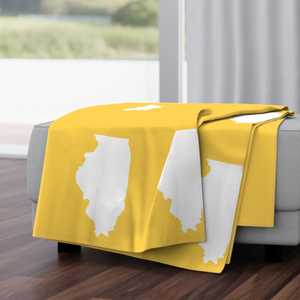 Illinois silhouette in 13x18" block, white on yellow