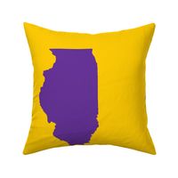 Illinois silhouette in 13x18" block, college purple on yellow 