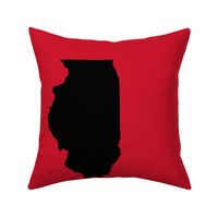 Illinois silhouette in 13x18" block, college black on red