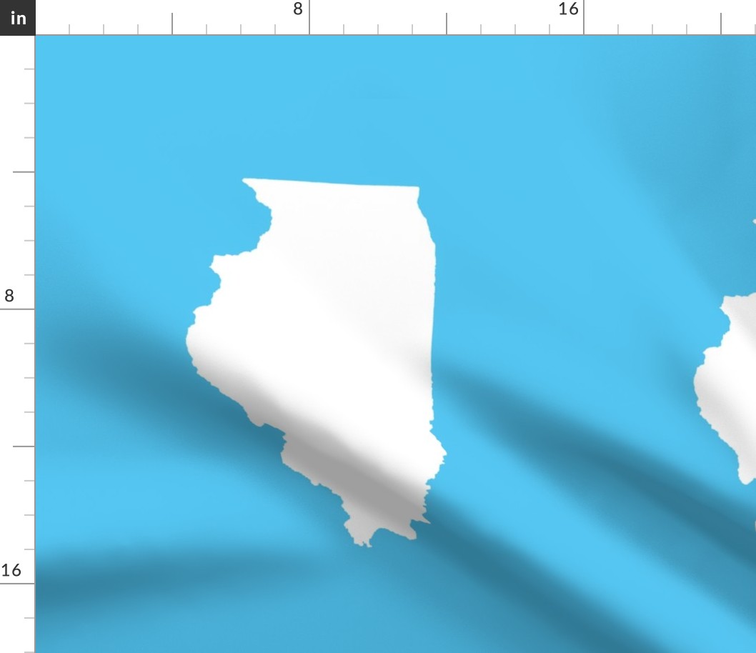 Illinois silhouette in 13x18" block, white on bright sky blue
