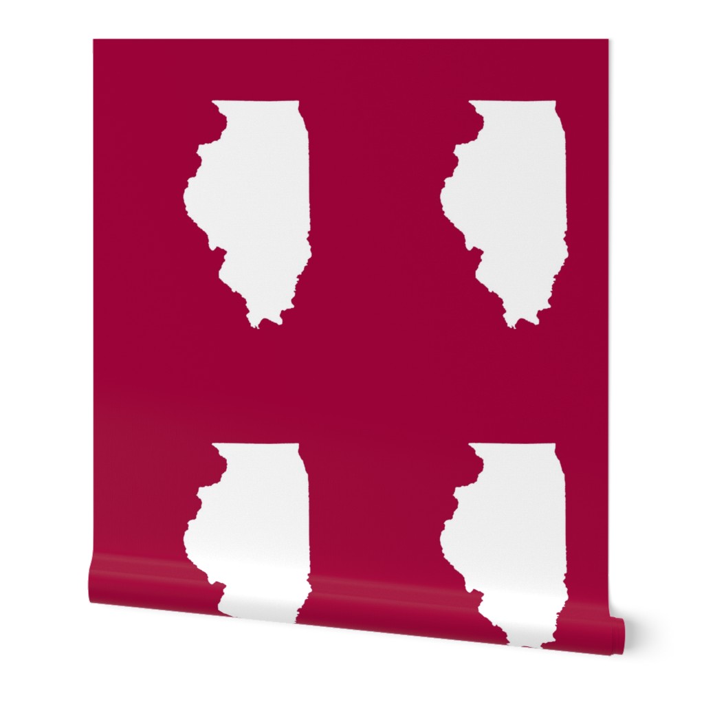 Illinois silhouette in 13x18" block, white on cranberry red