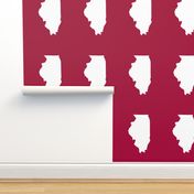 Illinois silhouette in 13x18" block, white on cranberry red