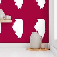 Illinois silhouette in 13x18" block, white on cranberry red