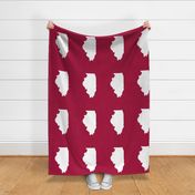 Illinois silhouette in 13x18" block, white on cranberry red