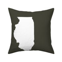 Illinois silhouette in 13x18" block, white on khaki