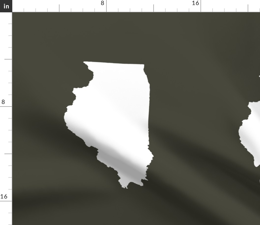 Illinois silhouette in 13x18" block, white on khaki