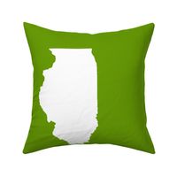 Illinois silhouette in 13x18" block, white on leaf green