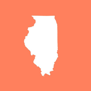 Illinois silhouette in 13x18" block, white on coral
