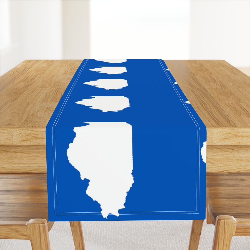 Illinois silhouette in 13x18" block, white on true blue