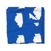 Illinois silhouette in 13x18" block, white on true blue
