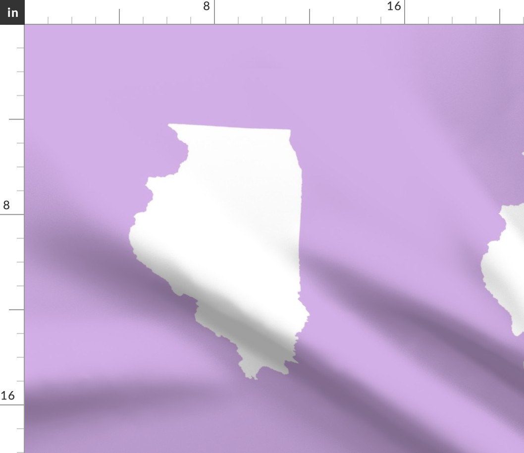 Illinois silhouette in 13x18" block, white on lilac