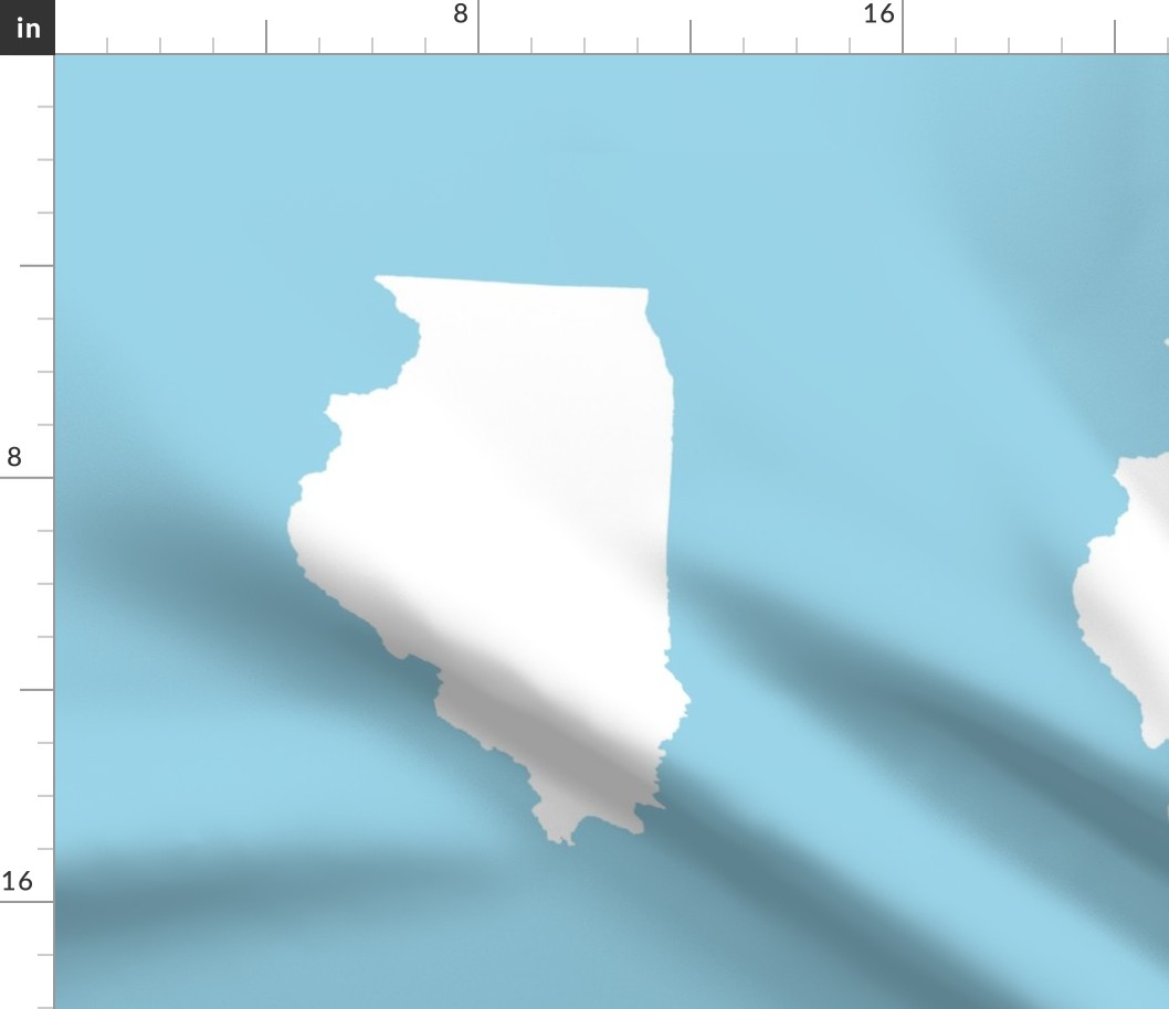 Illinois silhouette in 13x18" block, white on light blue