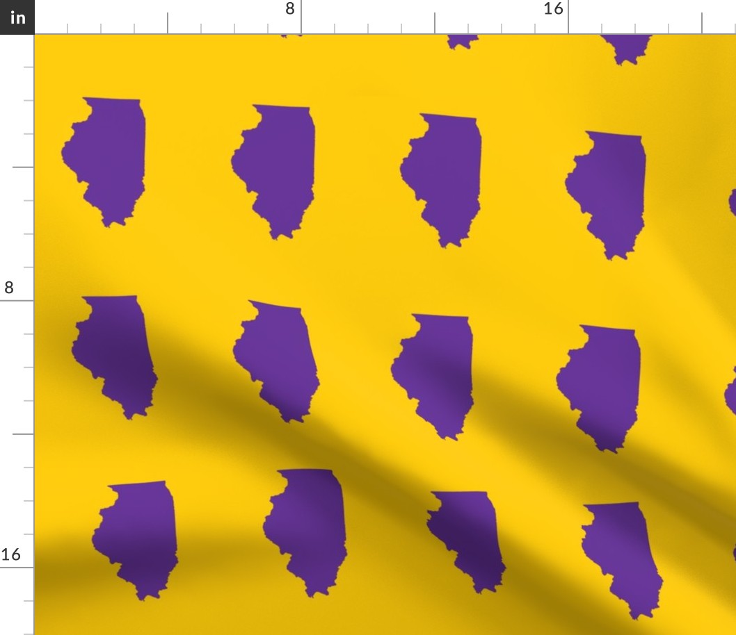 Illinois silhouette in 4.5 x 6" block, college purple on yellow