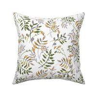 376 - Small scale Dreamy leaves grey and yellow watercolour watercolour leaves and foliage  – perfect for apparel for adults and kids alike, summer dresses, autumn skivvies, turtle nicks, home decor, feminine bedlinen, striking decor.
