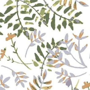 376 - Small scale Dreamy leaves grey and yellow watercolour watercolour leaves and foliage  – perfect for apparel for adults and kids alike, summer dresses, autumn skivvies, turtle nicks, home decor, feminine bedlinen, striking decor.