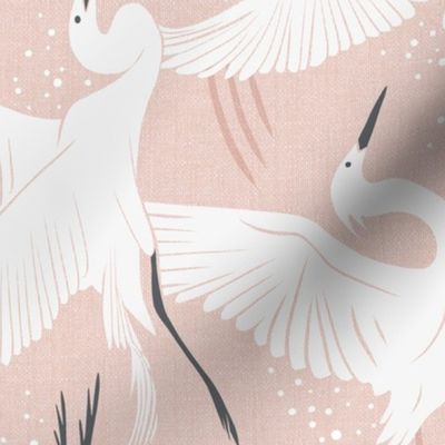 Soaring Wings - Blush  Pink Crane Large Scale Rotated