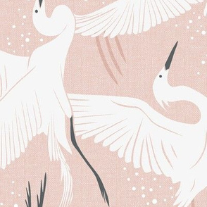 Soaring Wings - Blush  Pink Crane Large Scale Rotated