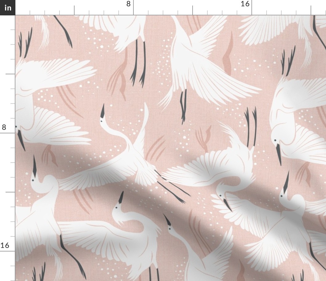 Soaring Wings - Blush  Pink Crane Large Scale Rotated
