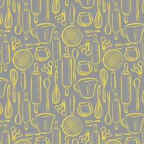 Pastry Chef Baking Tools in Grey and Yellow - Small