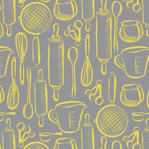 Pastry Chef Baking Tools in Yellow and Grey - Large