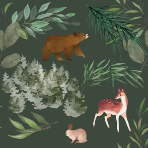 Dark green woodland friends