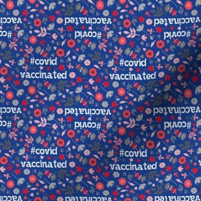 Covid Vaccinated Scandi flowers Blue Red Extra small scale Non directional