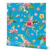 Tropical Summer Flowers Blue