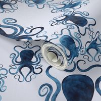 Damask Octopus blue