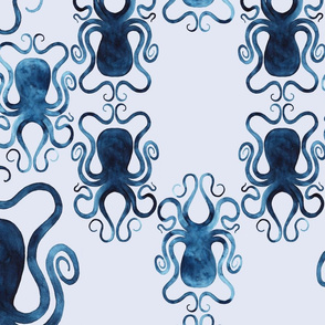 Damask Octopus blue