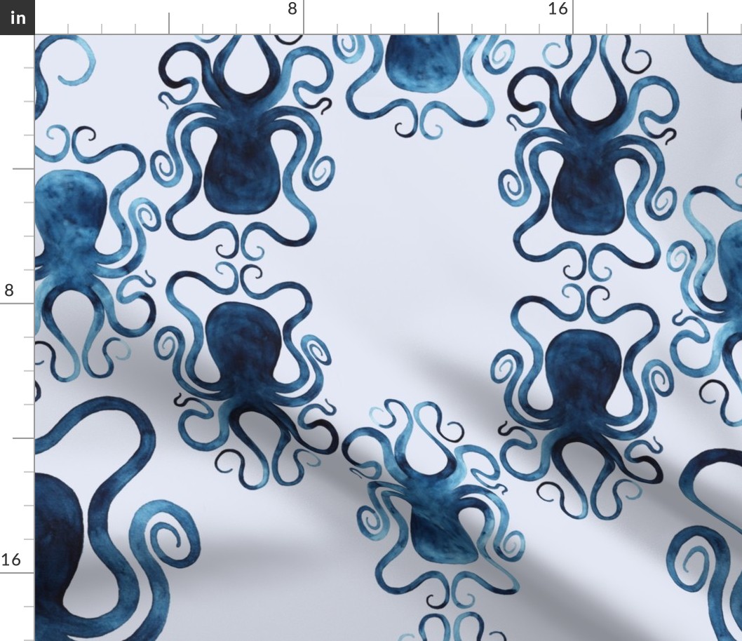 Damask Octopus blue