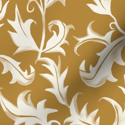 Hand Painted Art Nouveau Vines - Neutral  