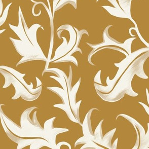 Hand Painted Art Nouveau Vines - Neutral  