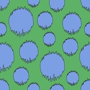 Frazzle Dots - Blue Dots on Green