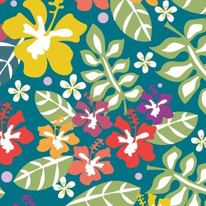 Tropical Floral teal