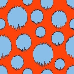 Frazzle Dots - Blue Dots on Neon Orange