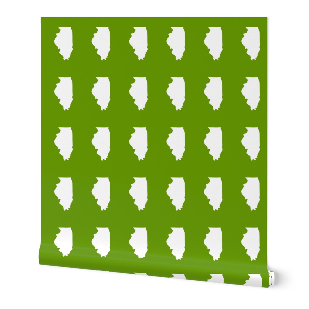 Illinois silhouette in 4.5 x 6" block, white on leaf green