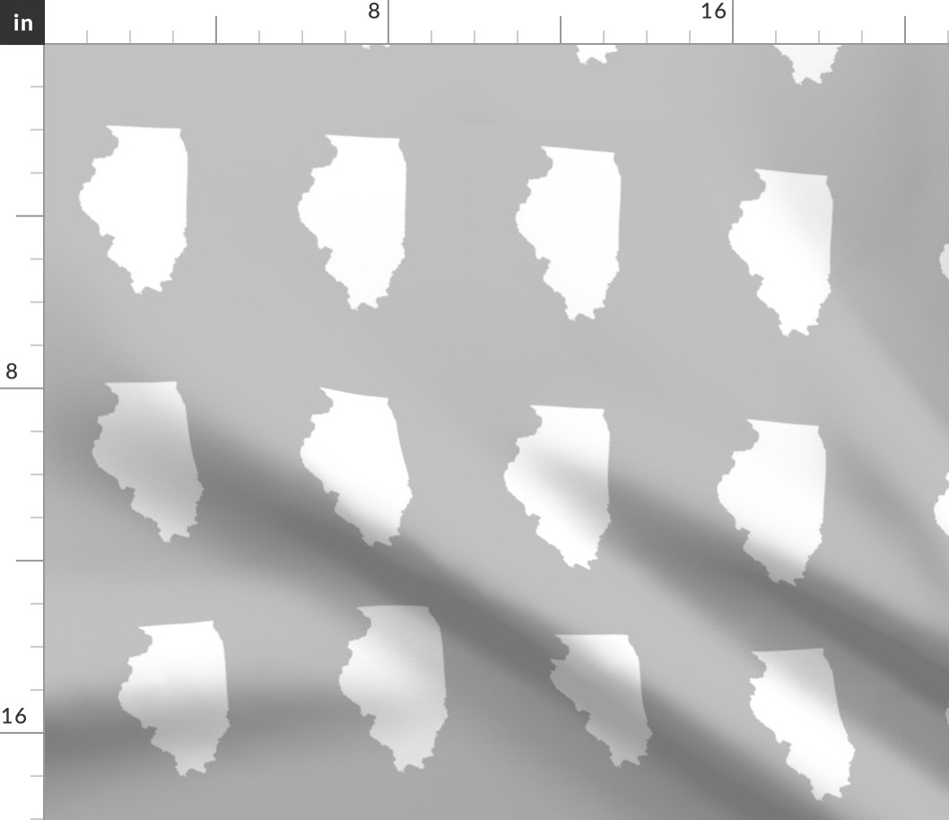 Illinois silhouette in 4.5 x 6" block, white on silver grey