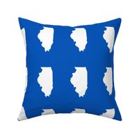Illinois silhouette in 4.5 x 6" block, white on true blue