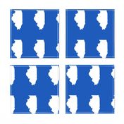 Illinois silhouette in 4.5 x 6" block, white on true blue