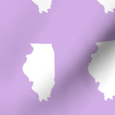 Illinois silhouette in 4.5 x 6" block, white on lilac